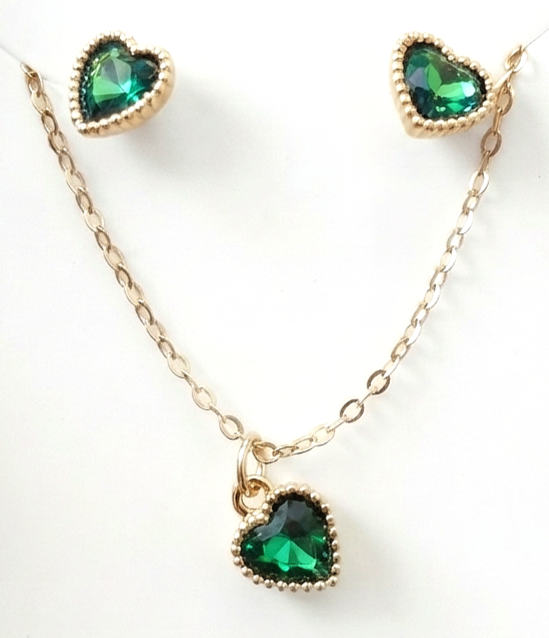 Set Corazón Brillante Verde